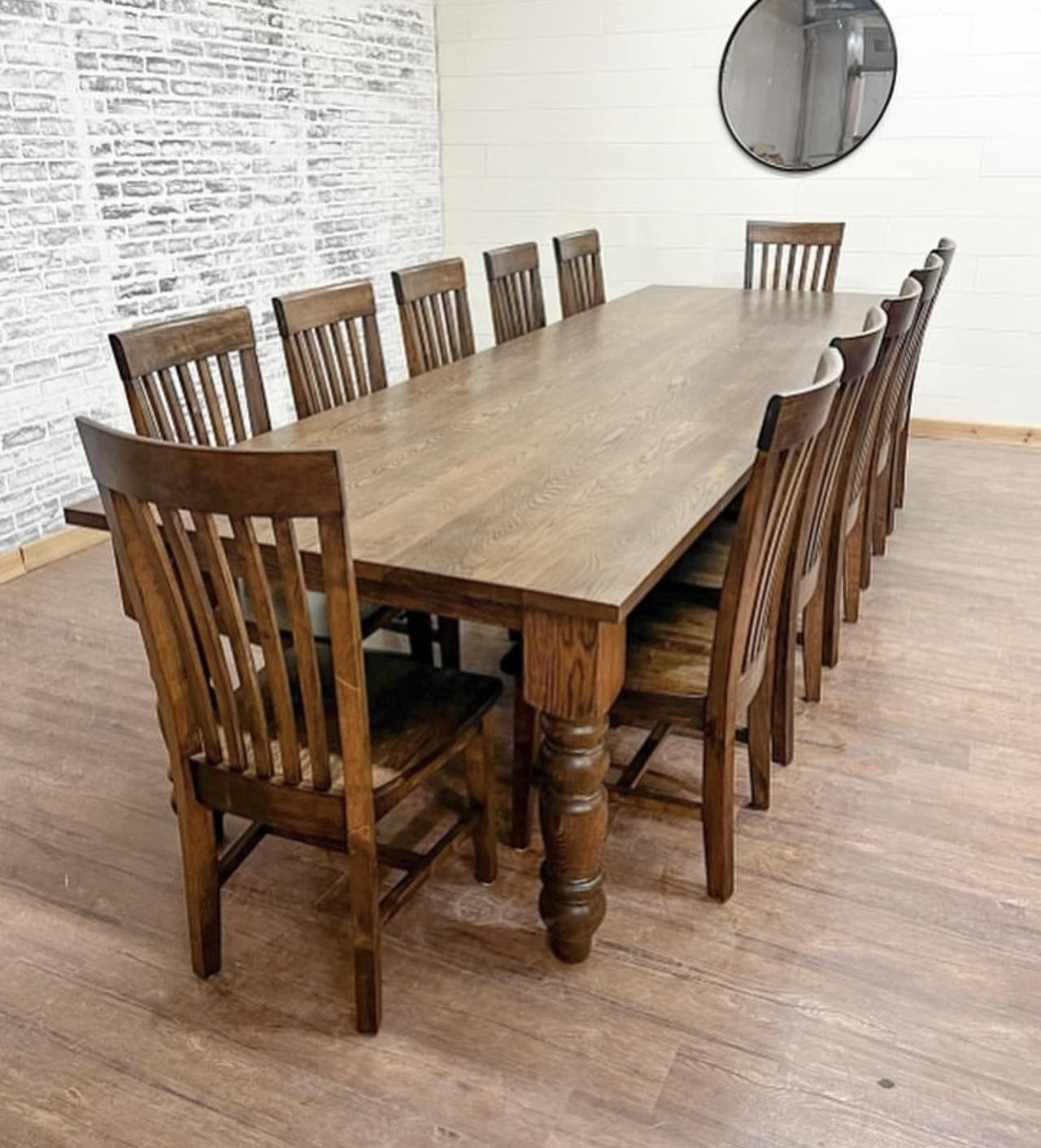 10' L x 42" W White Oak Husky Dining Table with 10 Mission Dining