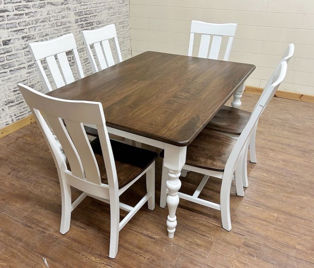 5' L x 42" W Walnut Paris Dining Table with 6 Ava Chairs