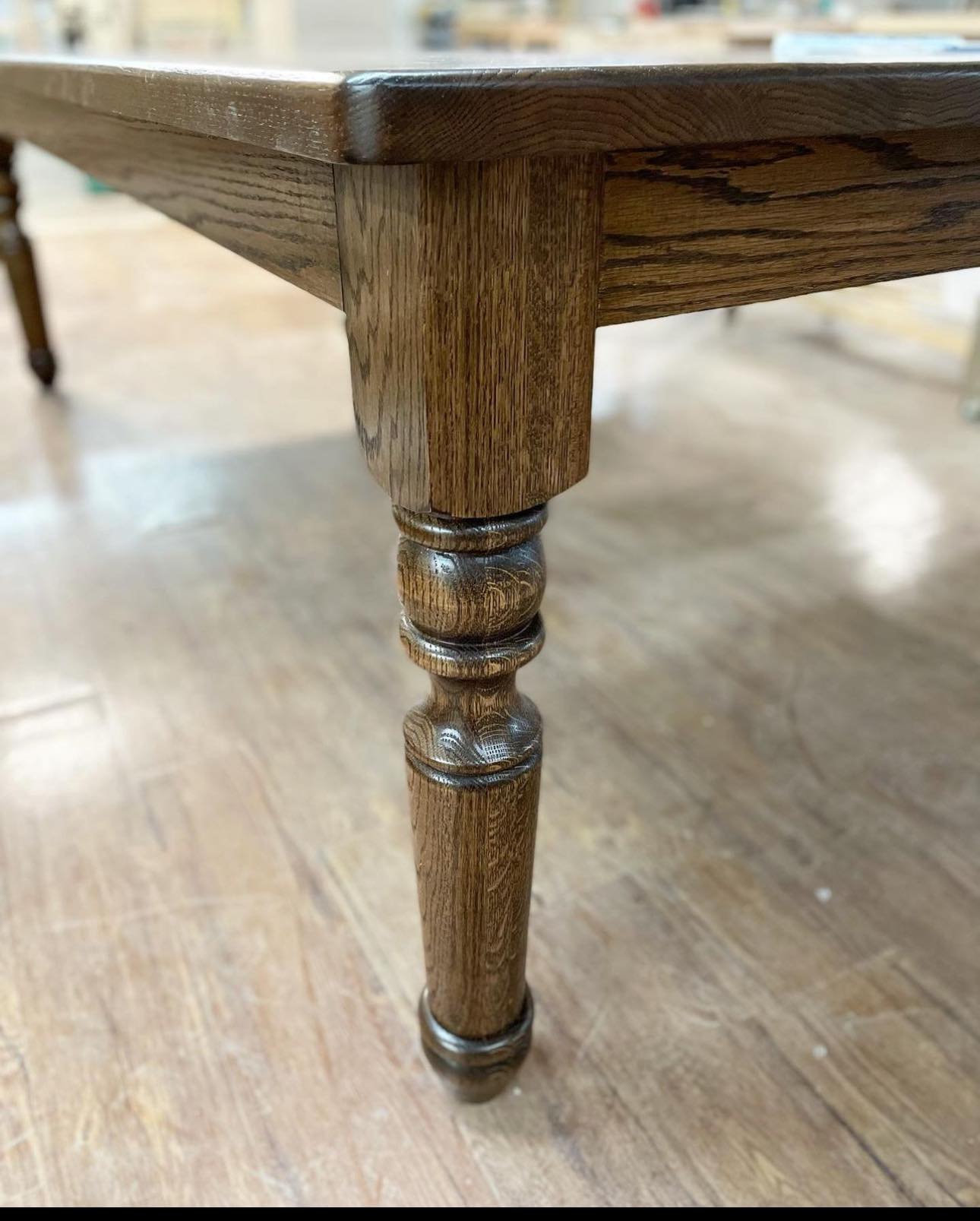 9' L x 42" W Red Oak New England Dining Table with 10 Double Cross Back Chairs