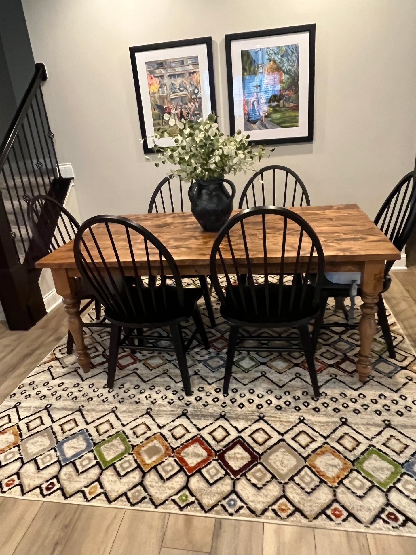 6' L x 36" W Country Cottage Rustic Dining Table with 6 Cottage Dining Chairs