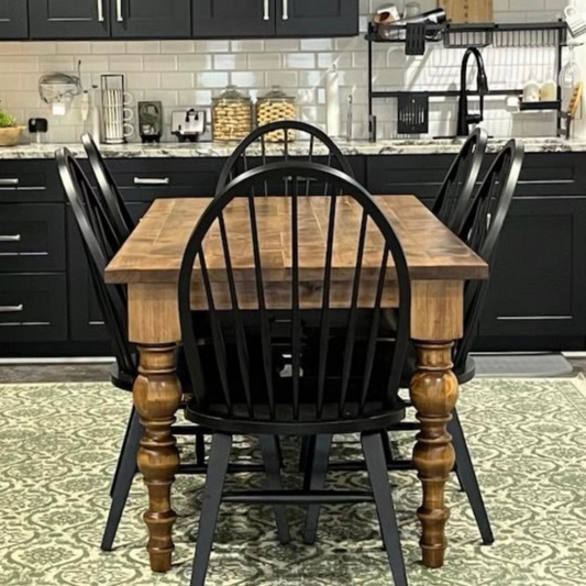 5' L x 36" W Rustic Farm Table with Julia Legs Stained Early American