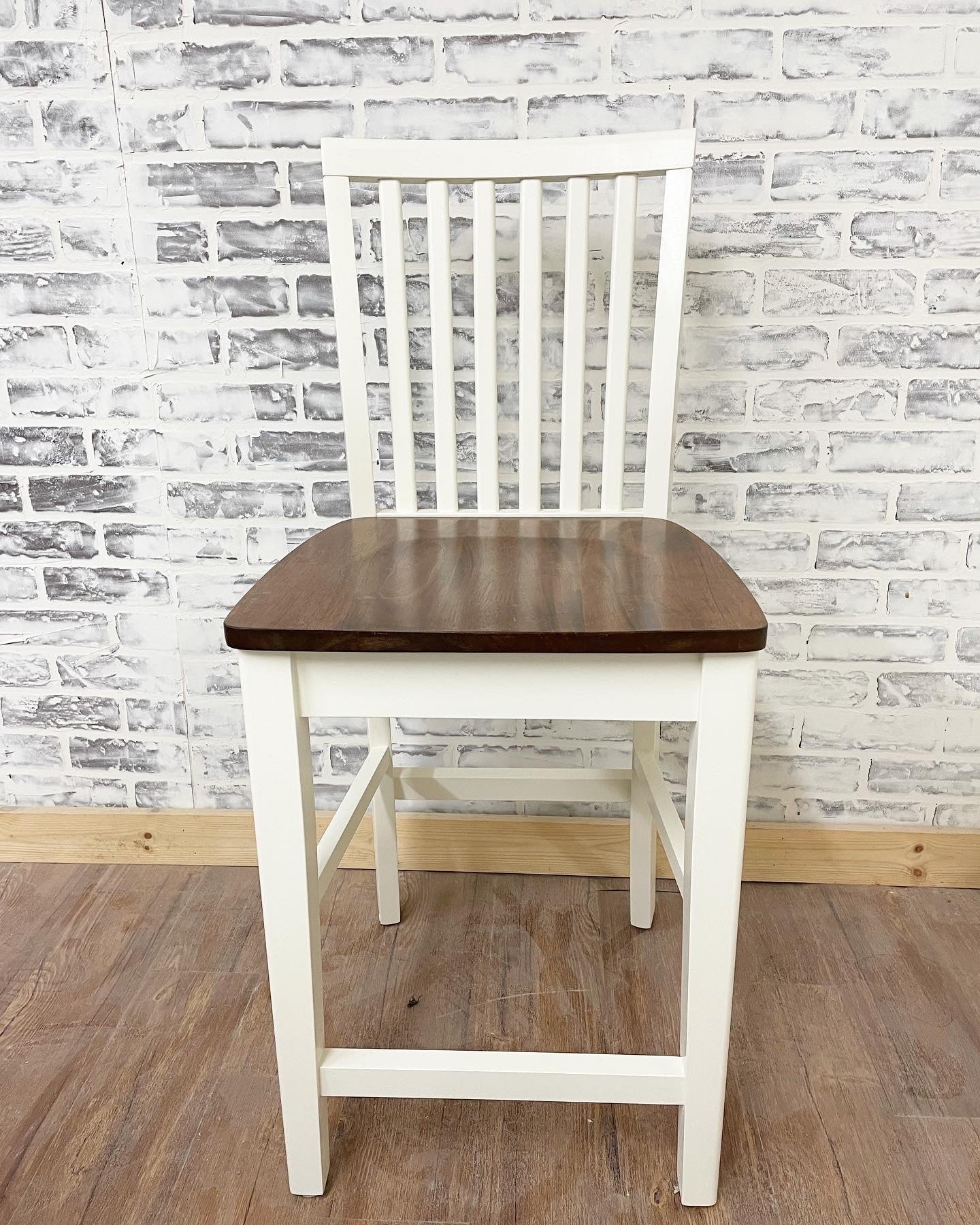 Mission Stool Painted a Custom paint color (Coconut) with Espresso stained seats.