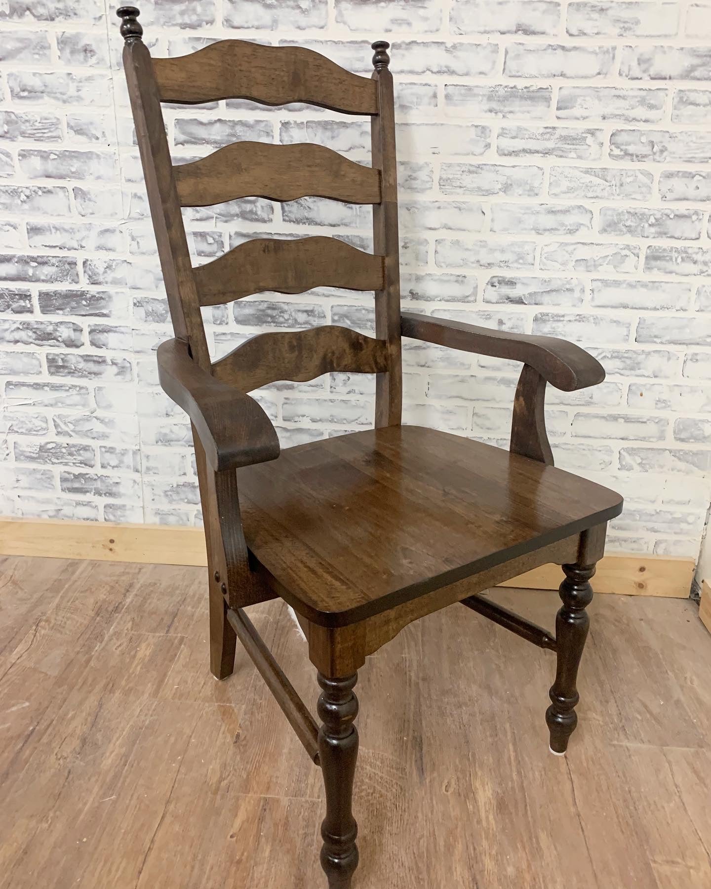 Maine Ladder Back Arm Chair with Espresso stain.