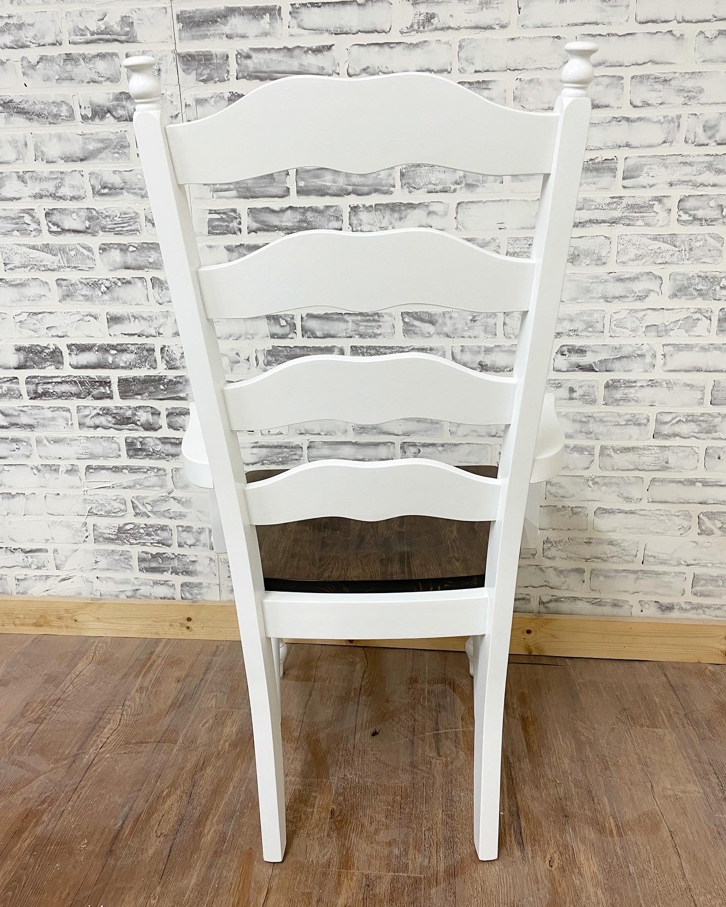 Maine Ladder Back Chair with White Paint and Espresso seat.