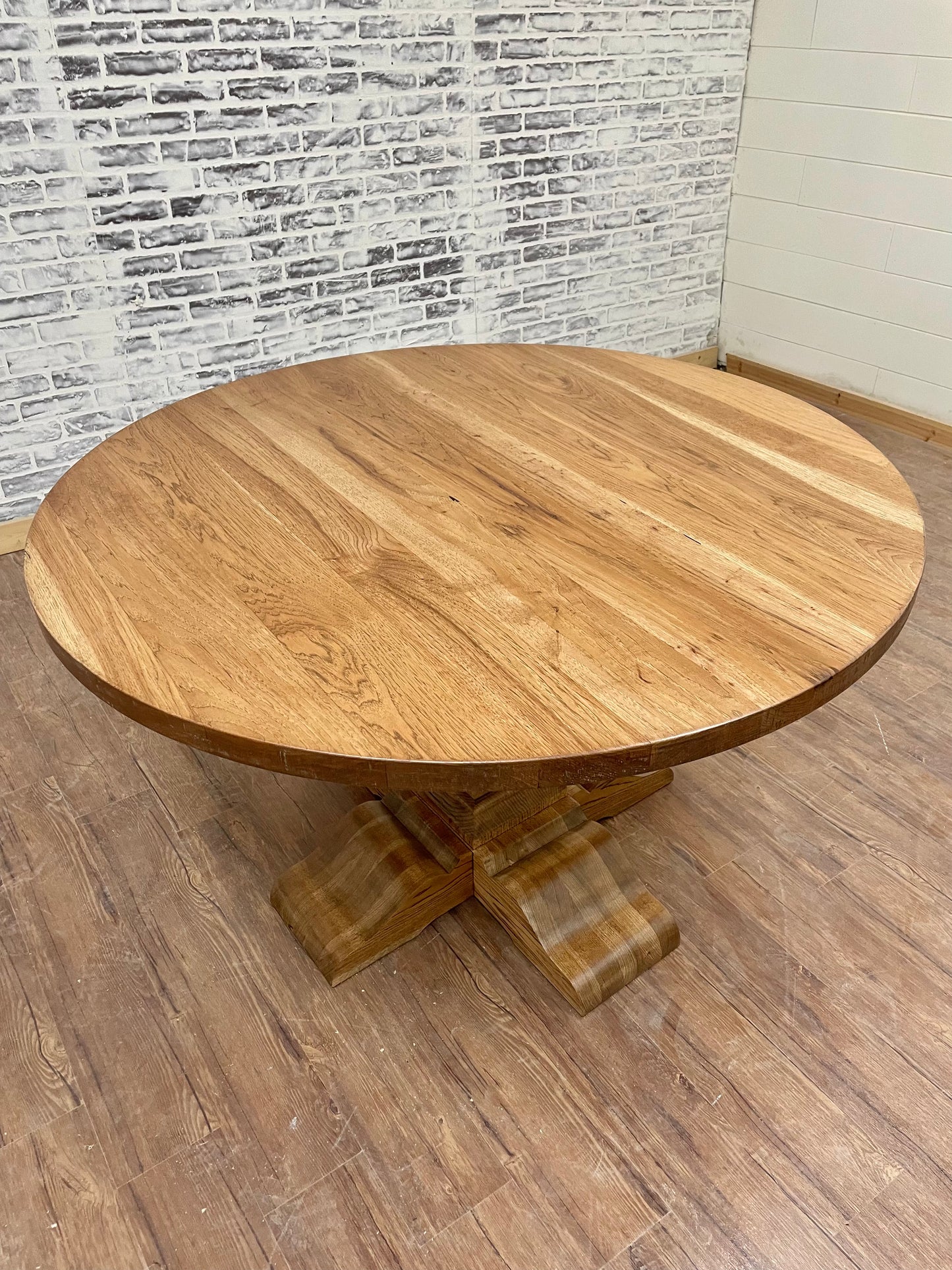 Pictured with a 54" W Hickory table with Honey stain.
