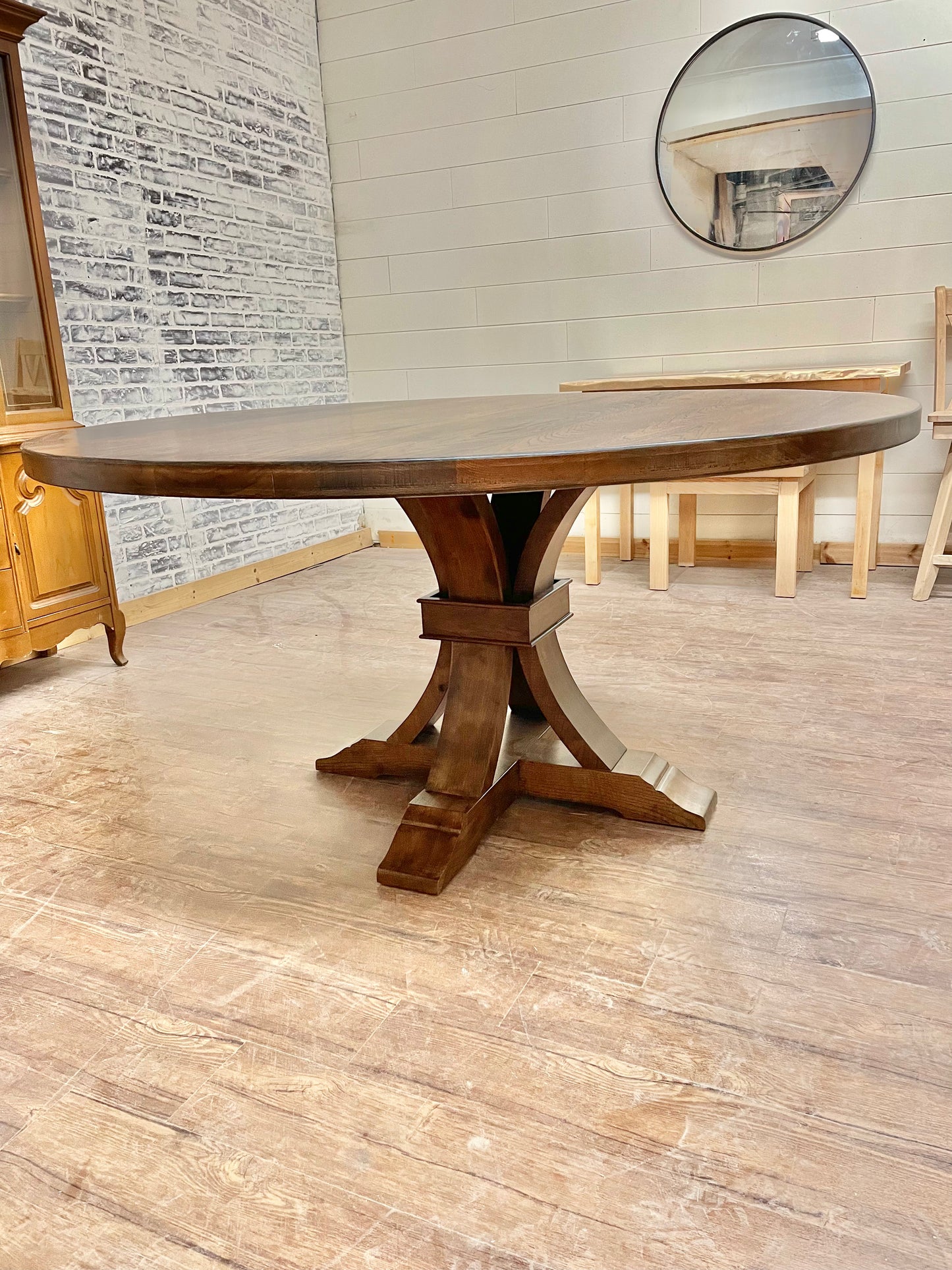 Pictured is a 60" W Hickory table with Espresso stain.