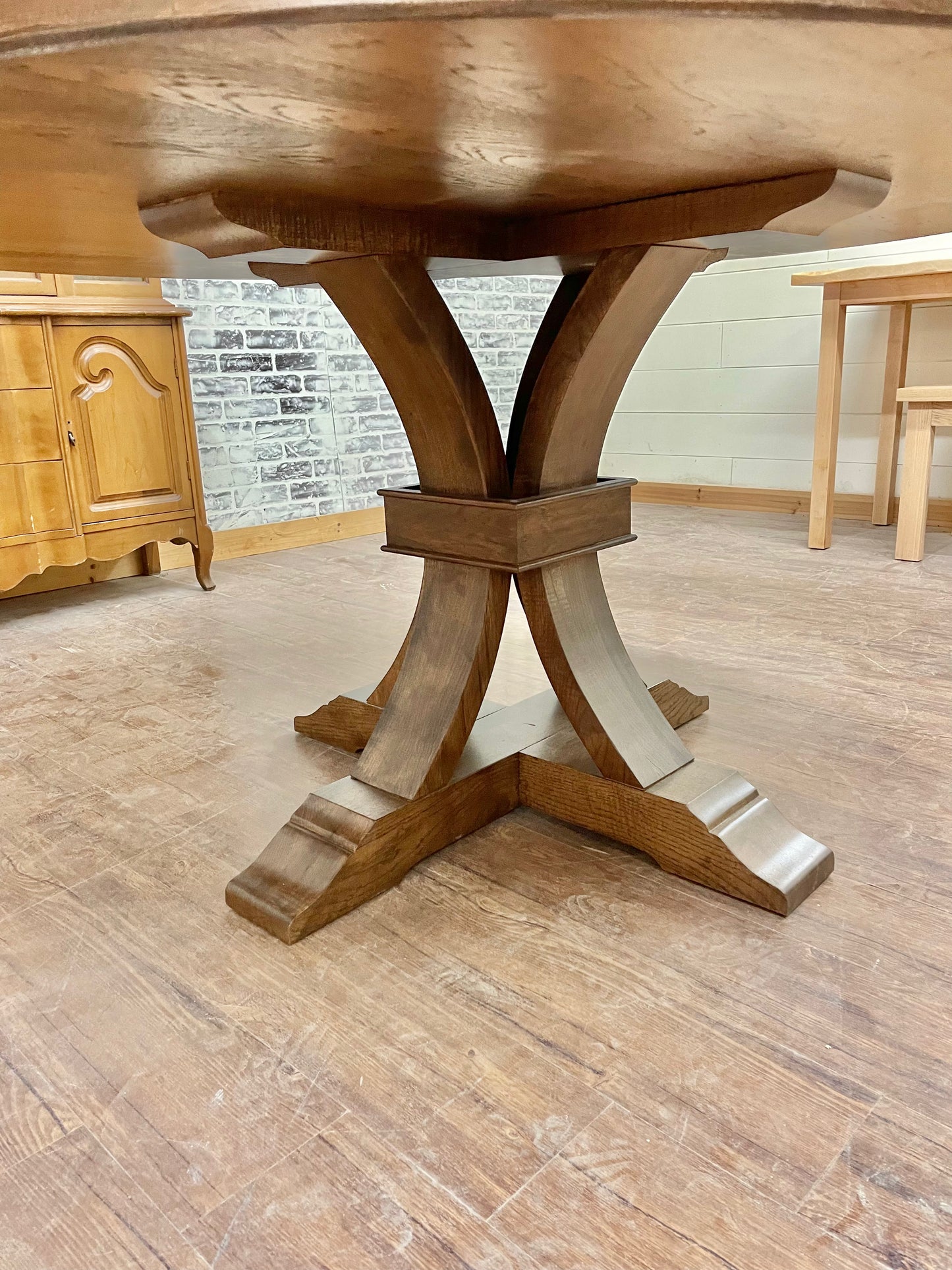 Close up of Executive base in Hickory with Espresso stain.