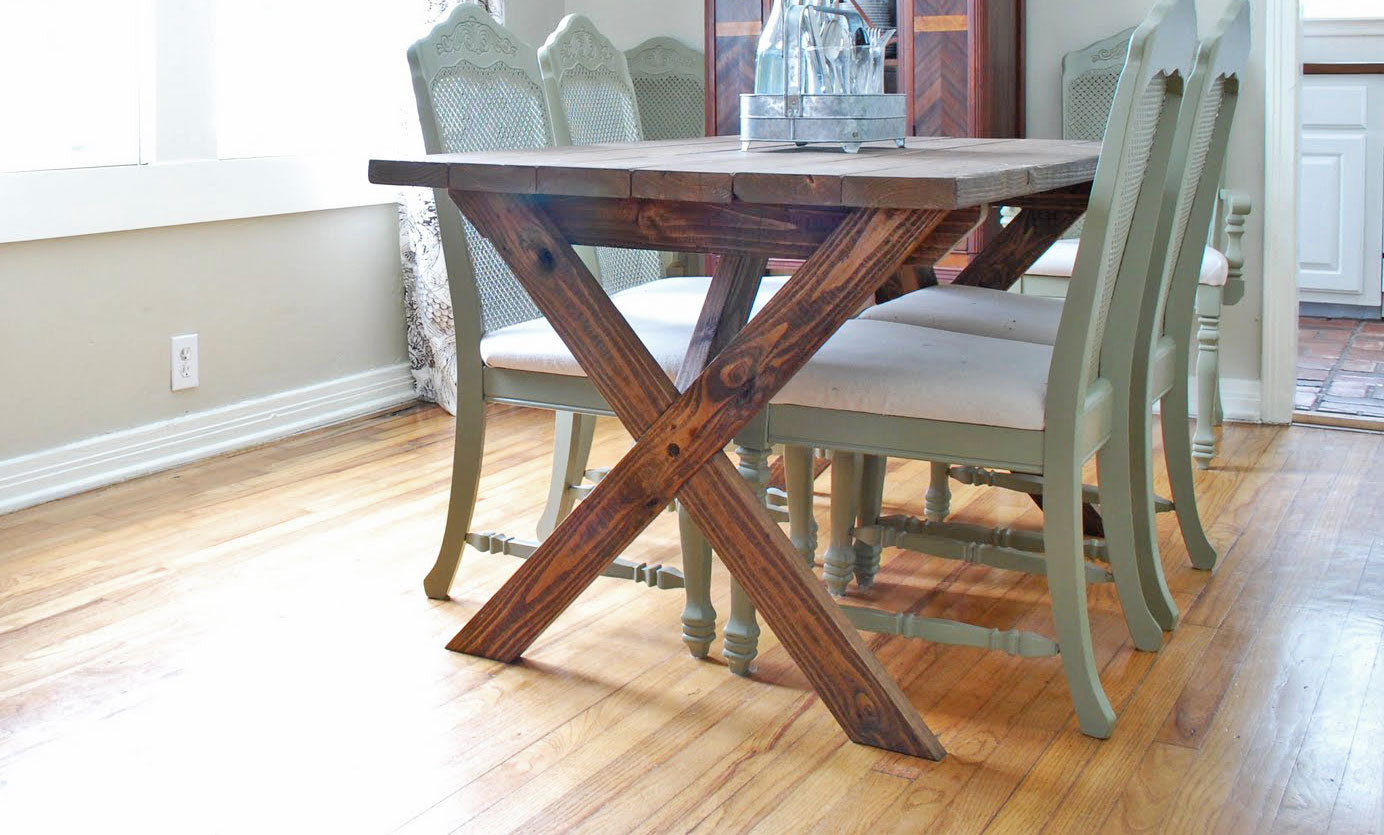 Rustic X Trestle Farm Table