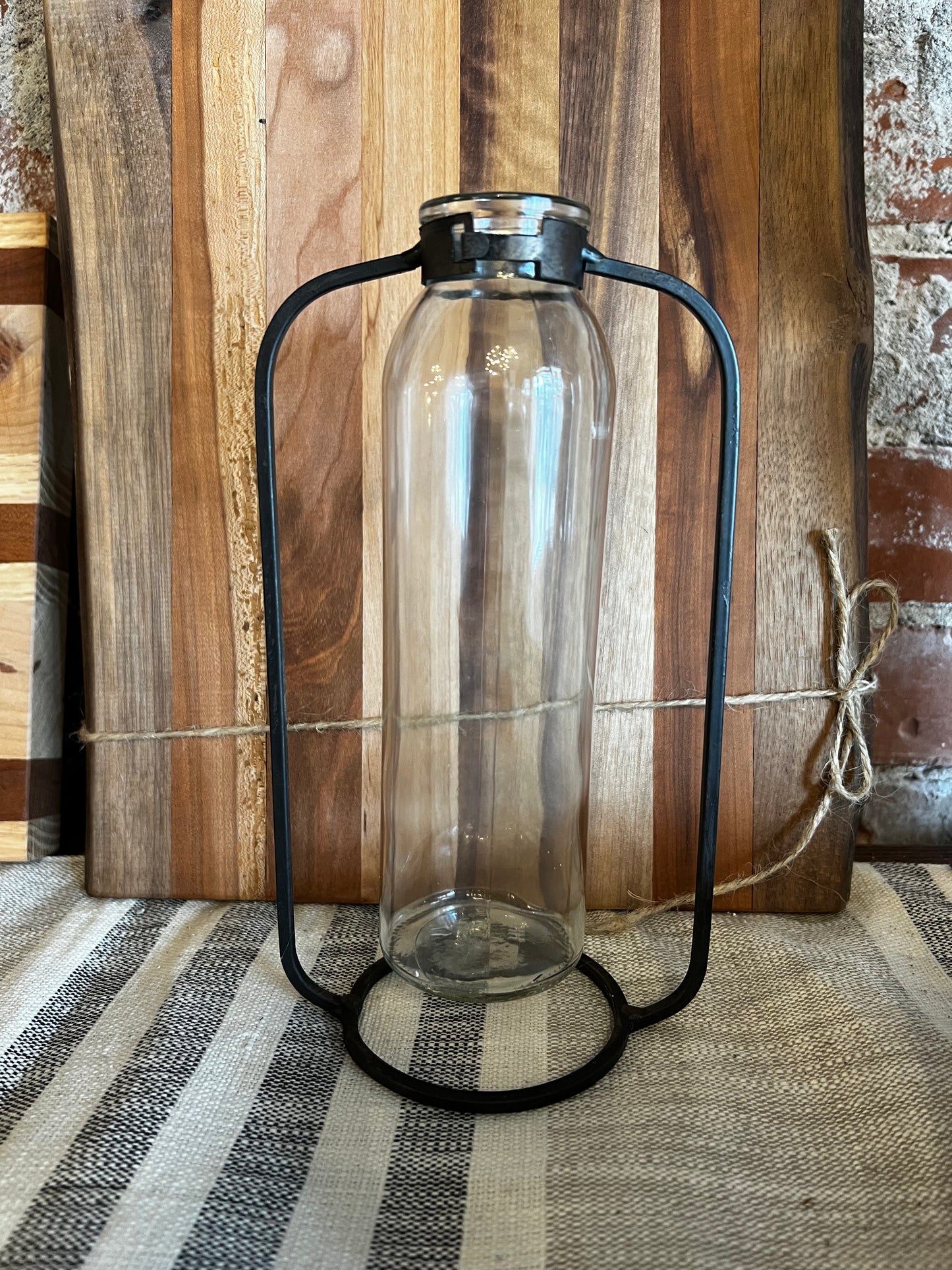 Glass Tube Vase in Metal Stand