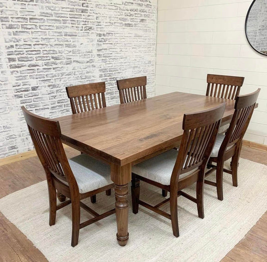 6' L x 42" Walnut New England Dining Table with 6 Seattle Mission Chairs