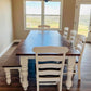 8' L x 42" Rustic Alder Husky Dining Table with Breadboard Matching Bench and 5 Country Cottage Chairs