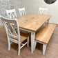 6' L x 42" W Rustic Alder Shaker Dining Table with Matching Bench and 4 Double Cross Back Chairs