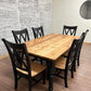 6' L x 42" W Rustic Alder New England Dining Table with 6 Double Cross Back Chairs