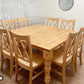 60" x 60" Rustic Alder Husky Dining Table with 8 Double Cross Back Chairs
