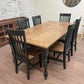 6.5' L x 42" W Red Oak Country Cottage Dining Table with Bread Board and 6 Mission Dining Chairs