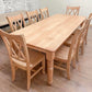 8' L x 42" W Hard Maple New England Dining Table with 8 Double Cross Back Chairs