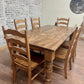 6' L x 42" W Rustic Alder Husky Dining Table with 6 Maine Ladder Back Chairs