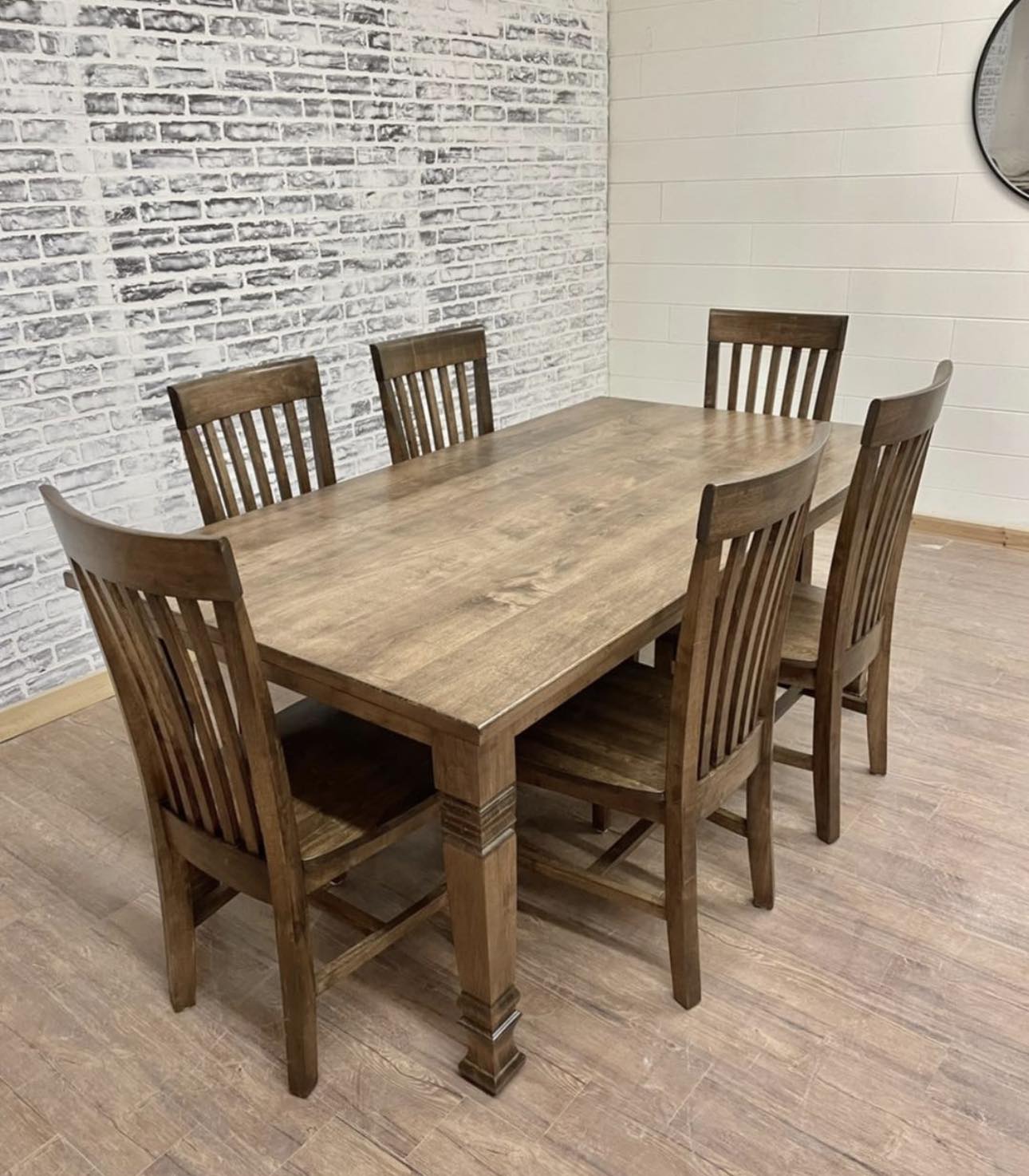 6' L x 42" W Maple Nora Lee Dining Table with 6 Mission Chairs