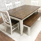 6' L X 42" W Red Oak Dining Table with Matching Bench and 4 Double Cross Back Chairs