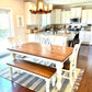 6' x 42" Red Oak Husky Dining Table with Bench and 4 Double Cross Back Chairs