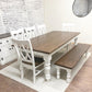 7' x 42" Red Oak Dining Table Matching Bench and 5 Double Cross Back Chairs