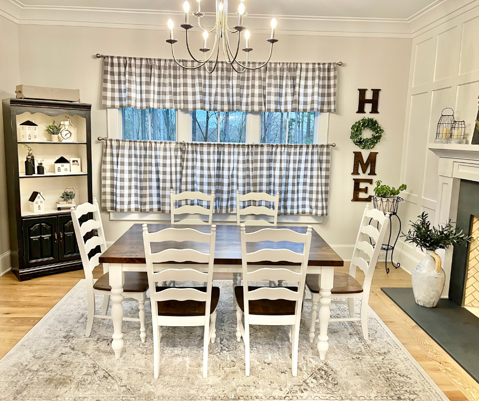 5' L x 42" W Rustic Alder Country Cottage Dining Table with 6 Maine Ladder Back Chairs