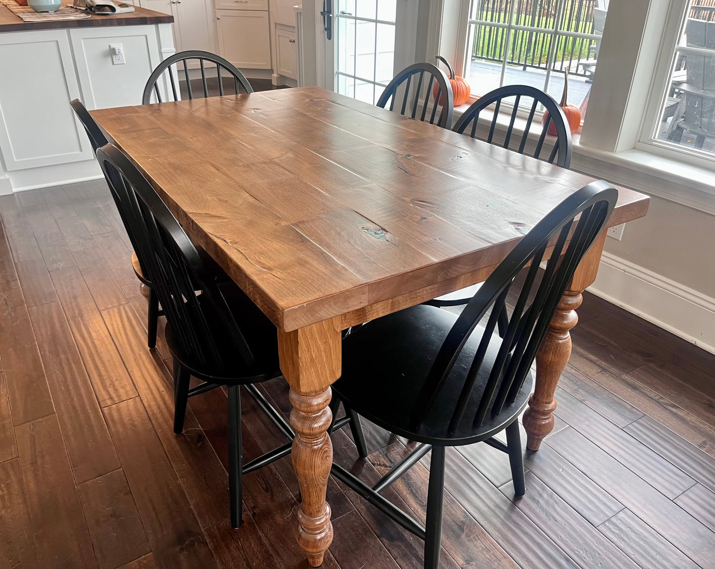 5' L x 36" W Rustic Dining Table with 6 Cottage Dining Chairs