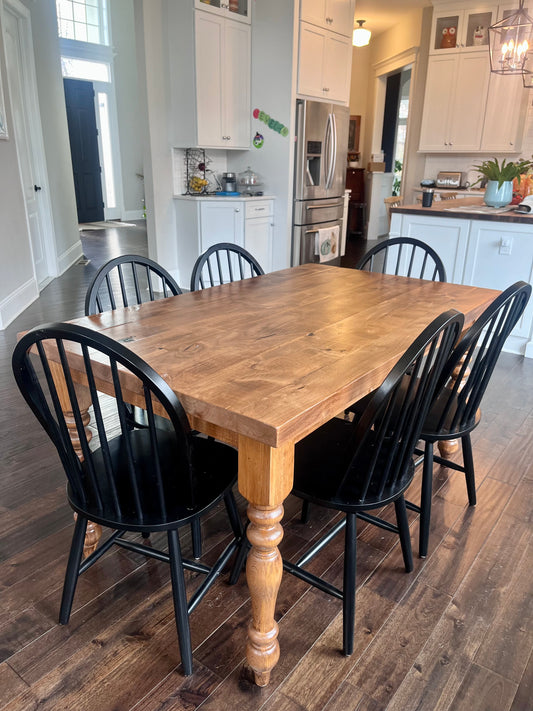 5' L x 36" W Rustic Dining Table with 6 Cottage Dining Chairs