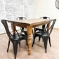 48" L x 36" W Rustic Farm Dining Table with 4 Black Industrial Chairs