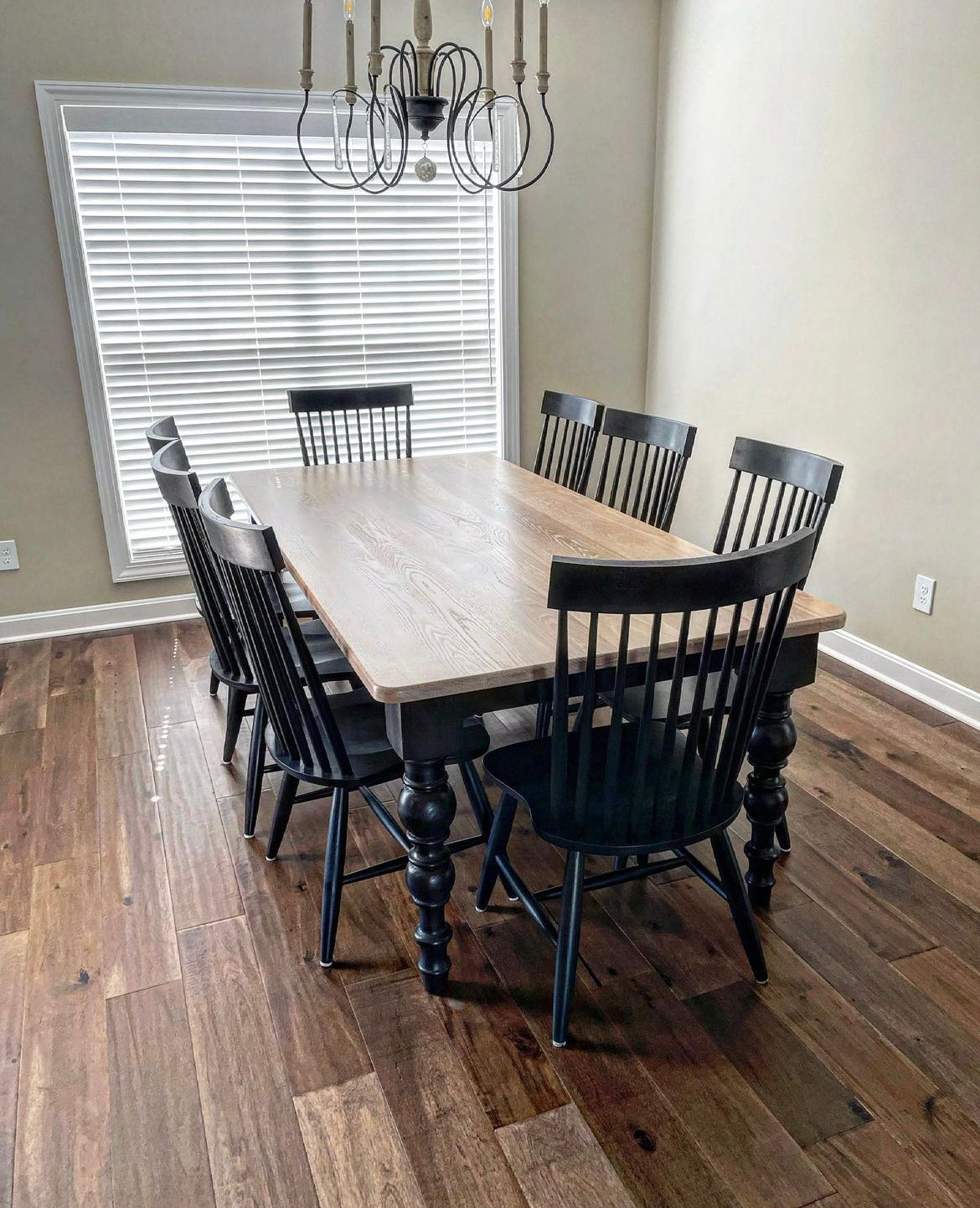 8' L x 42" White Oak Julia Dining Table with 8 New England Dining Chairs