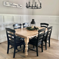 6' L x 42" W Rustic Alder Traditional Husky Dining Table with 6 Country Cottage Chairs