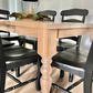 Pictured with a 6' L x 42" W Rustic Alder table with a Natural Finish. Pictured with the French Country Chairs with a Black painted finish.