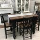 4' L x 36" W Red Oak Husky Counter Height Dining Table with 4 Double Cross Back Chairs