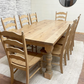 8' L x 42" W Rustic Alder Monastery Dining Table with 8 Maine Ladder Back Chairs