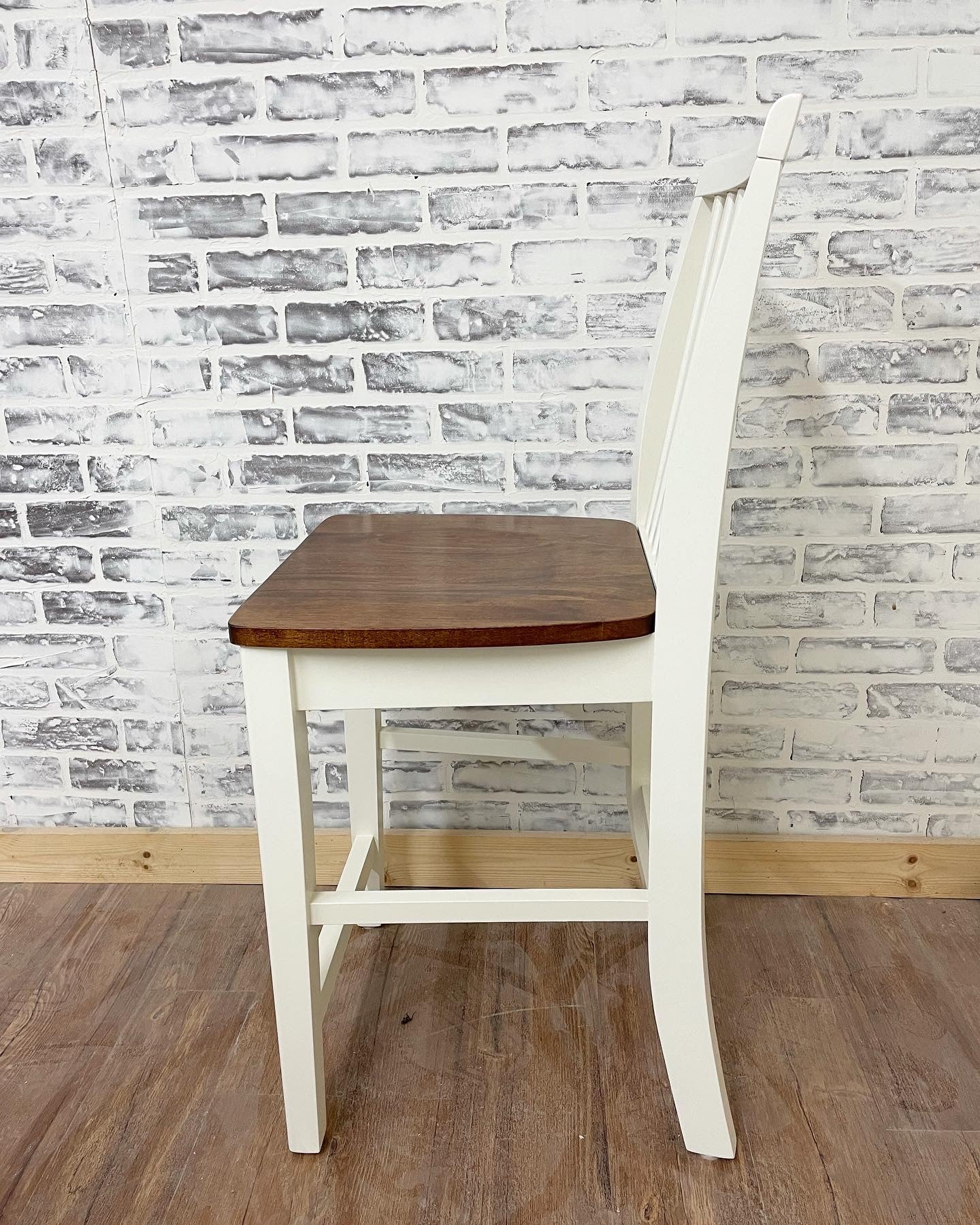 Mission Stool Painted a Custom paint color (Coconut) with Espresso stained seats.