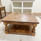 Pictured with a 36" X 36" Rustic Alder table stained Honey.