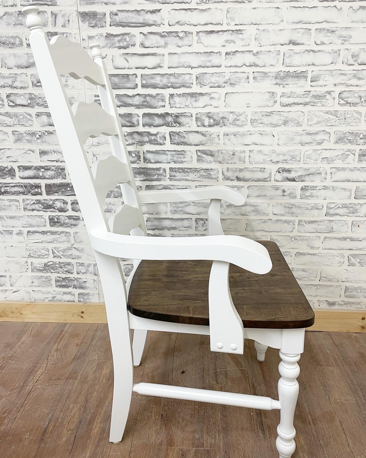 Maine Ladder Back Chair with White Paint and Espresso seat.