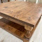 Pictured with a 36" X 36" Rustic Alder table stained Honey.
