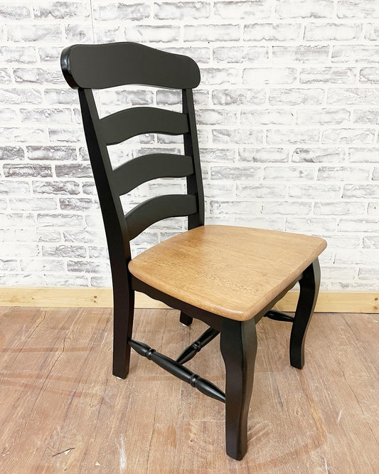 French Country Chair with Black paint and Early American stained seat.