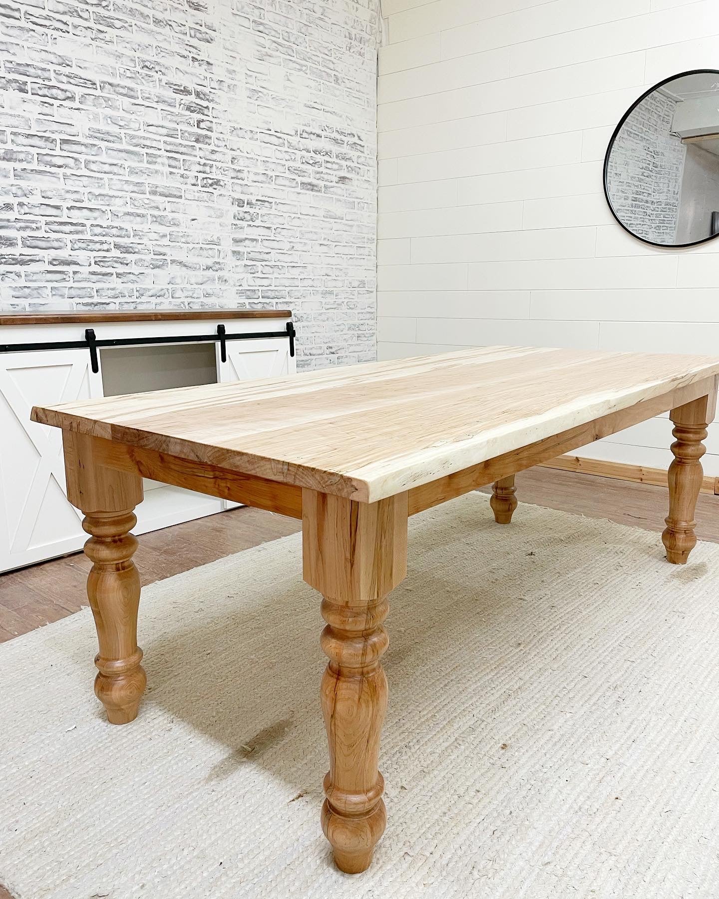 Pictured with a 7'L x 36"W Ambrosia Maple table with a Natural finish.