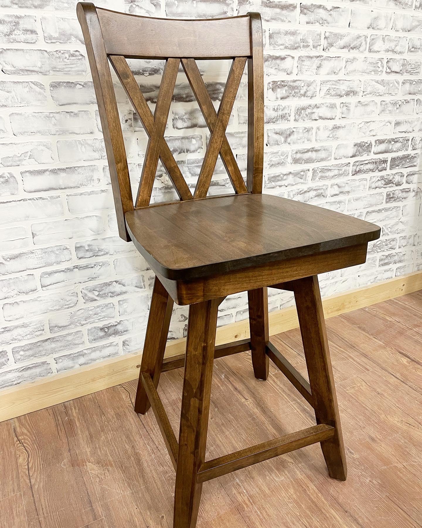 Double Cross Back Swivel Stool stained espresso.