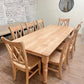 Pictured with an 8' L x 42" Hard Maple top and base with Natural finish. Pictured with 8 Double Cross Back Chairs.