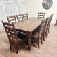 Pictured with an 8' L x 42" W Solid Walnut table with Honey stain. Pictured with 8 Maine Ladder Back Chairs.