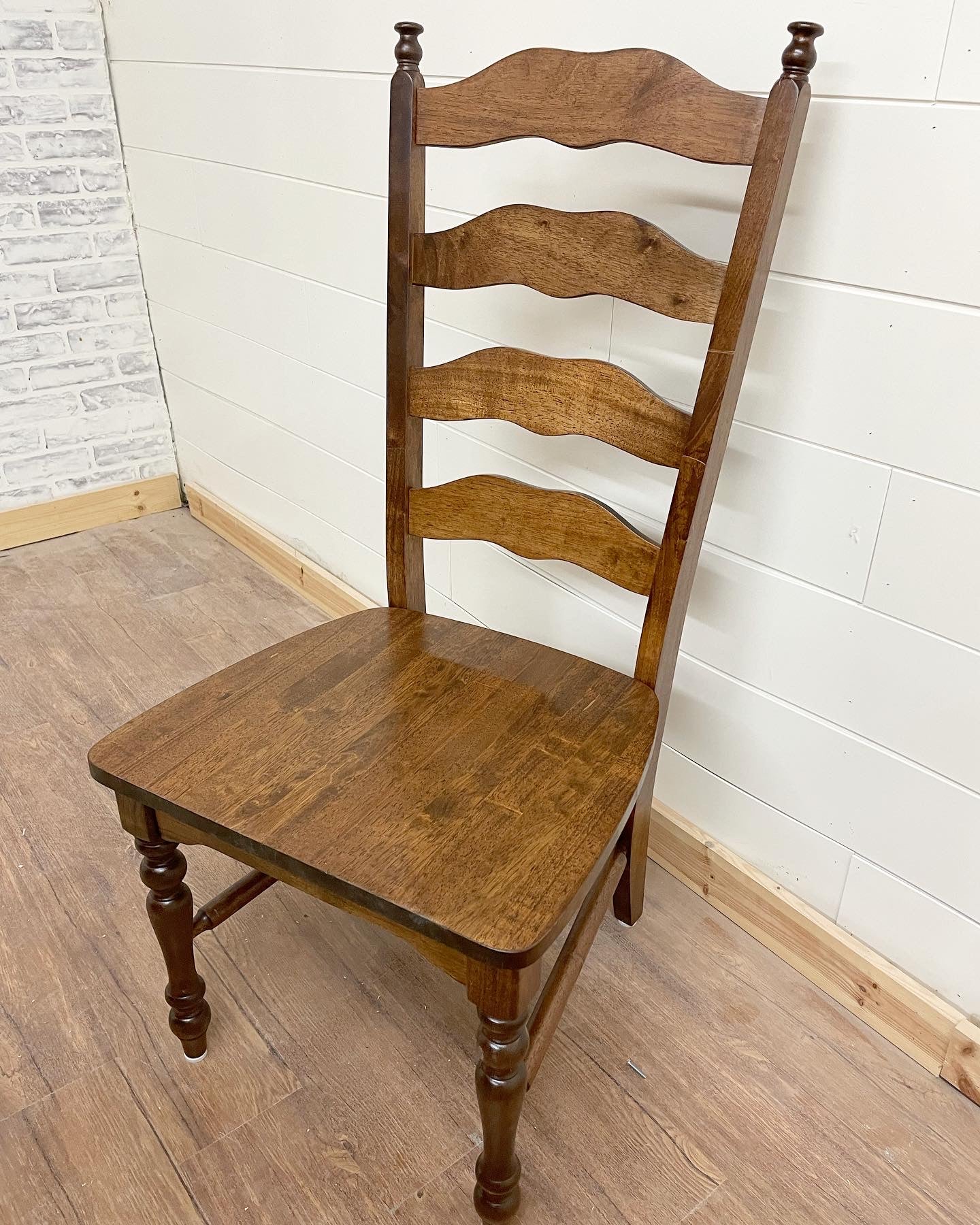 Maine Ladder Back Chair stained Honey.