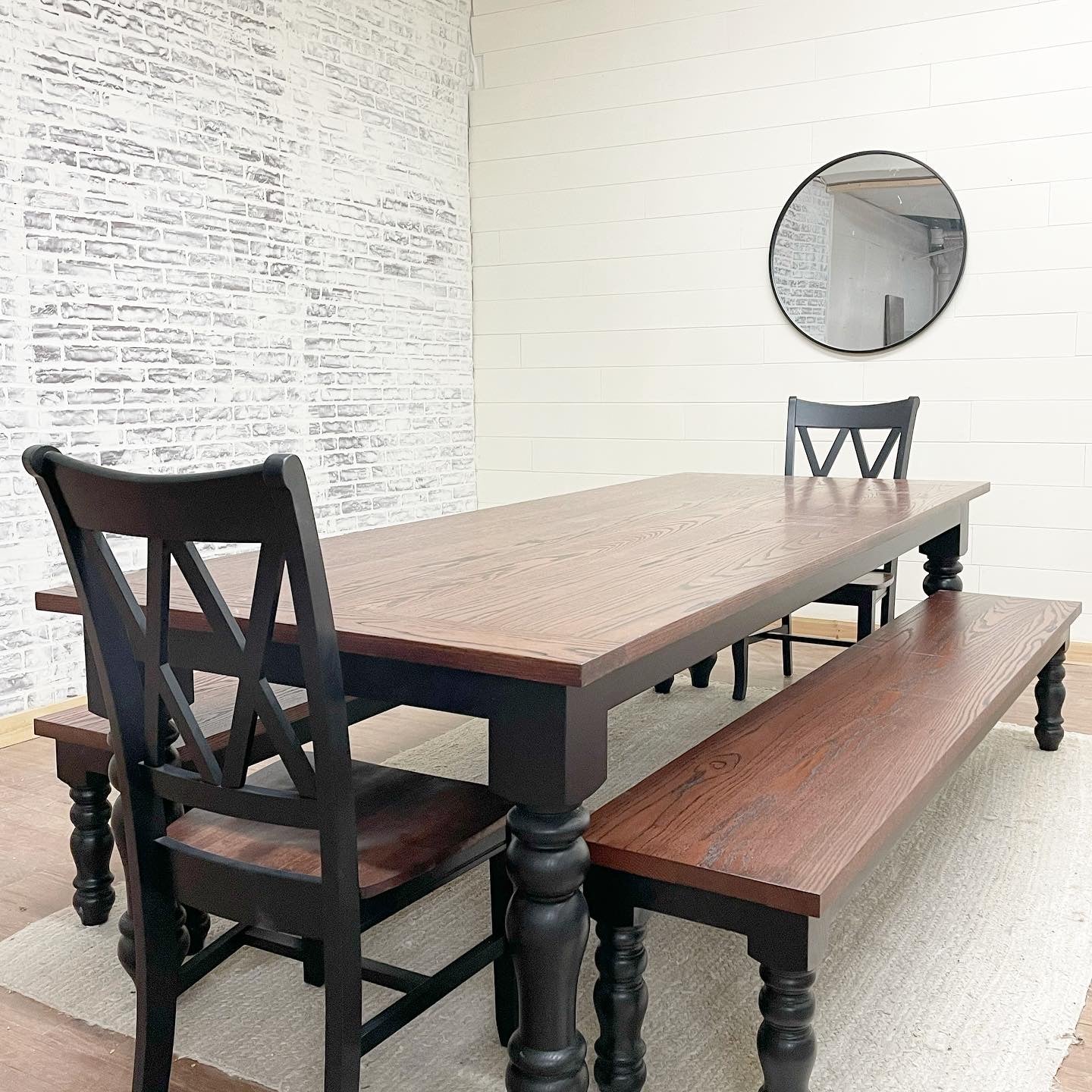 Black farmhouse dining bench hot sale