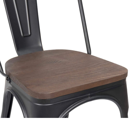 Industrial Wooden Seat Dining Chairs