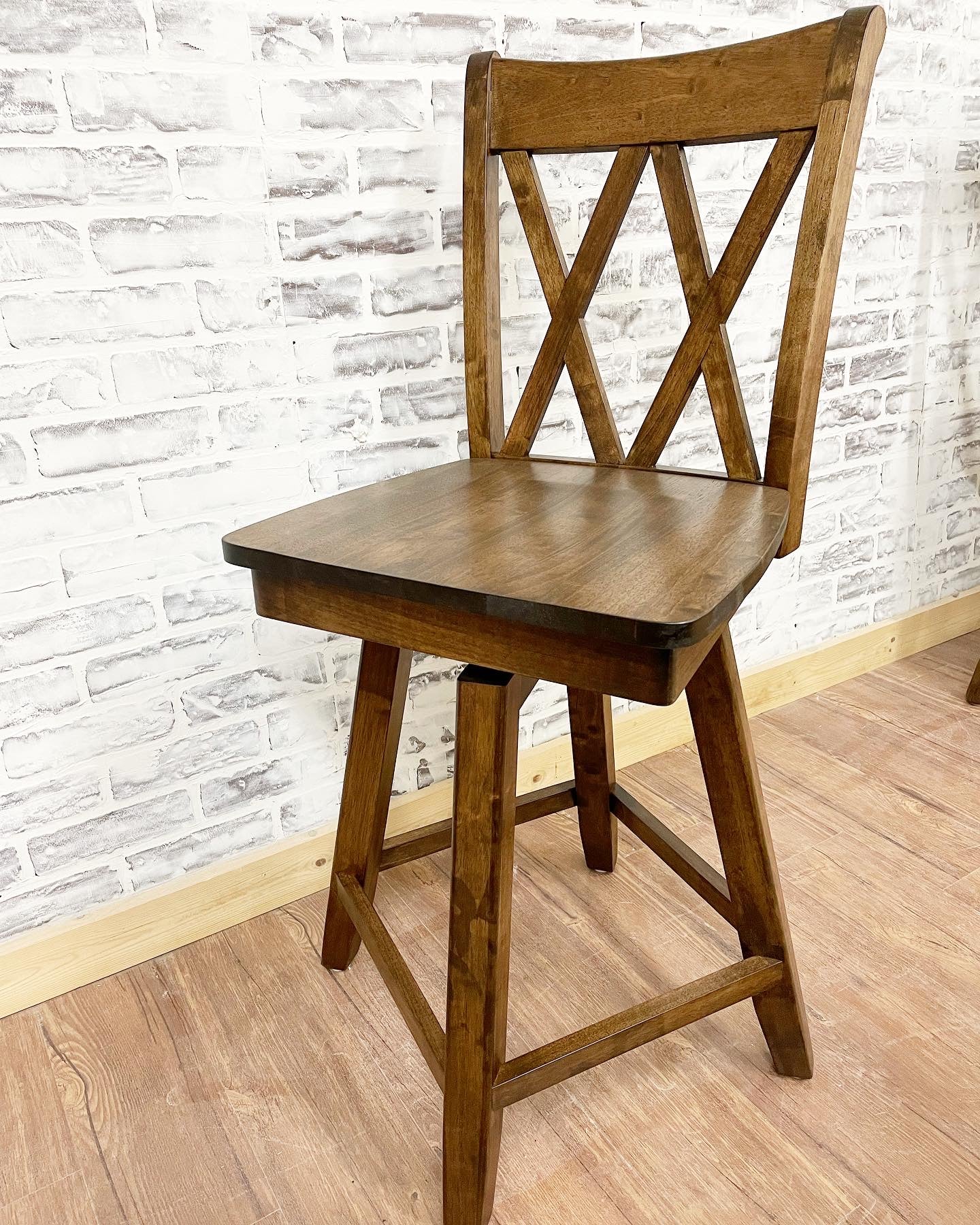 Double Cross Back Swivel Stool stained Espresso.