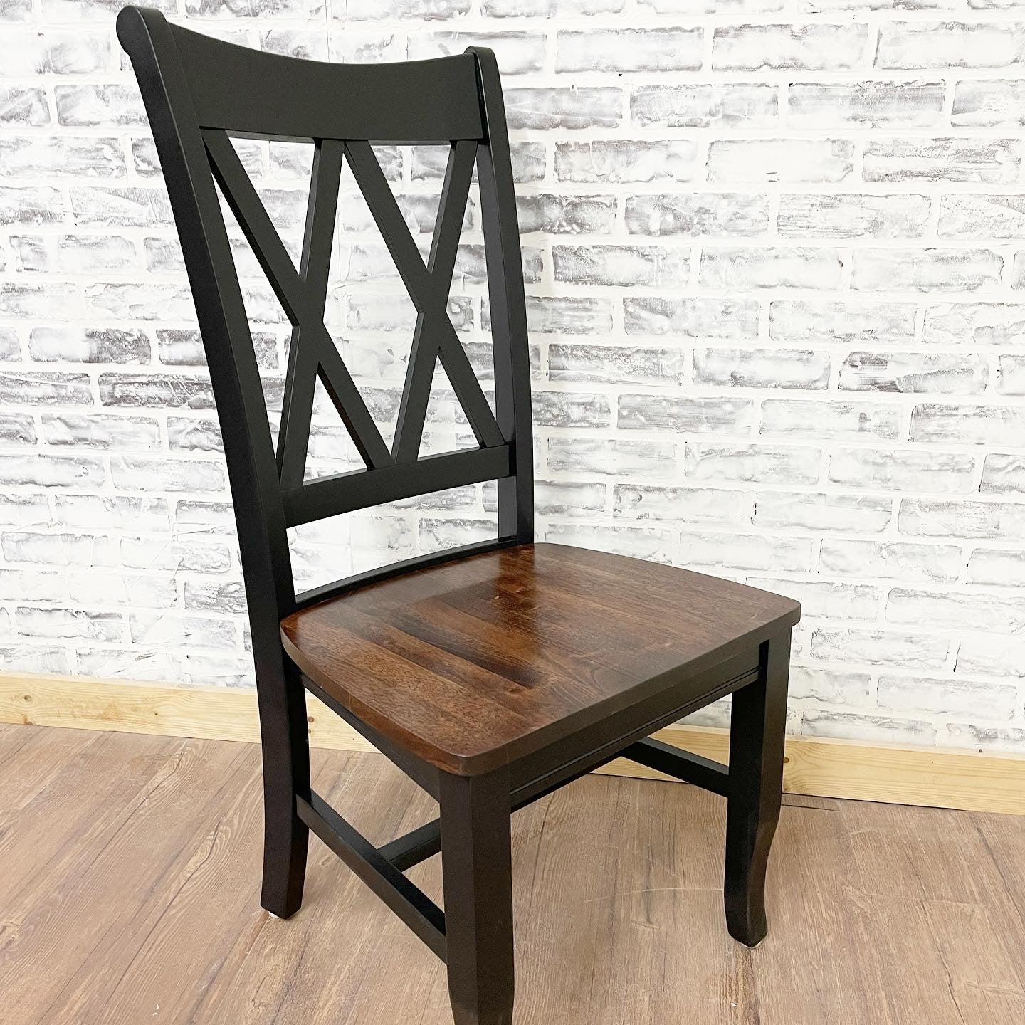 Rustic Walnut Wood Cross-Back Commercial Use Chair