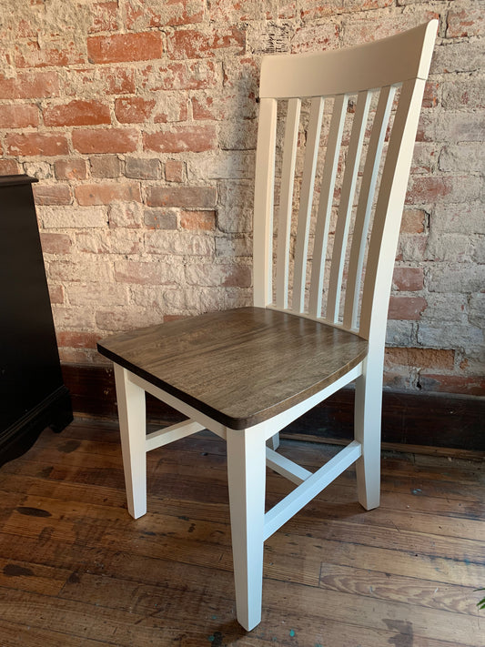 Mission Dining Chair painted White with Espresso stained Seat.