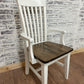 Mission Arm Chair painted White with Espresso stained seat.